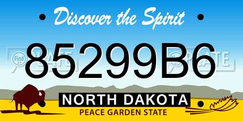 85299B6 North Dakota License Plate