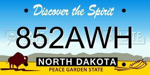 852AWH North Dakota License Plate