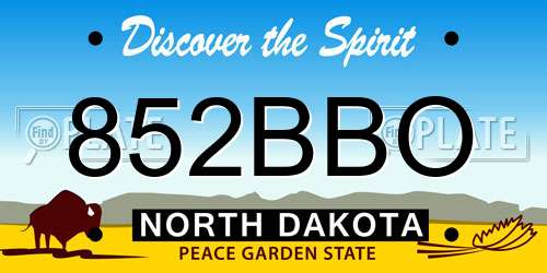 852BBO North Dakota License Plate