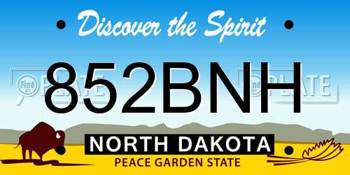 852BNH North Dakota License Plate