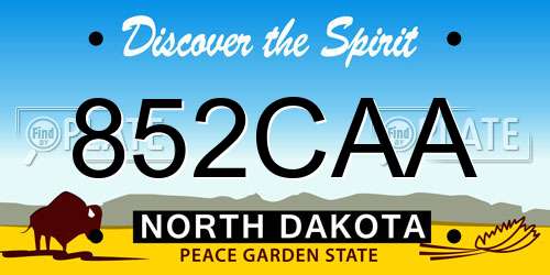 852CAA North Dakota License Plate