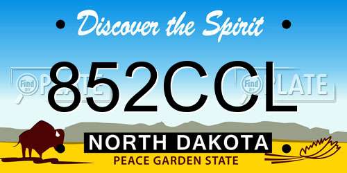 852CCL North Dakota License Plate
