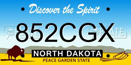 852CGX North Dakota License Plate