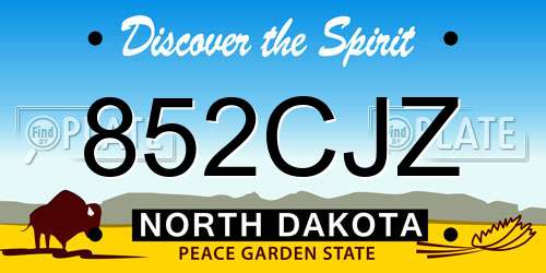 852CJZ North Dakota License Plate