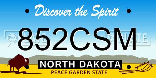 852CSM North Dakota License Plate
