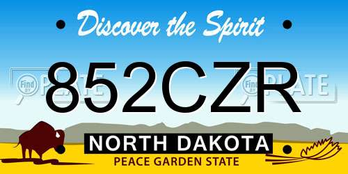 852CZR North Dakota License Plate