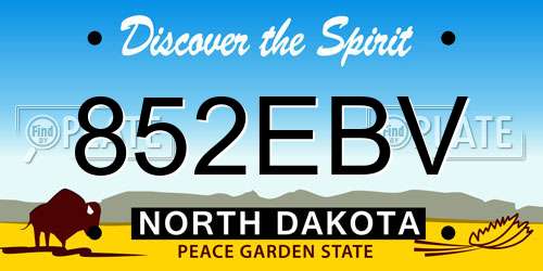 852EBV North Dakota License Plate