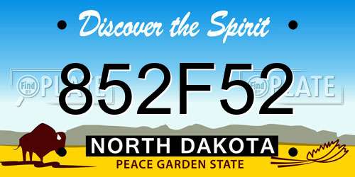 852F52 North Dakota License Plate
