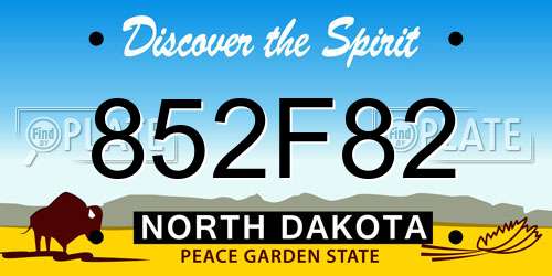 852F82 North Dakota License Plate