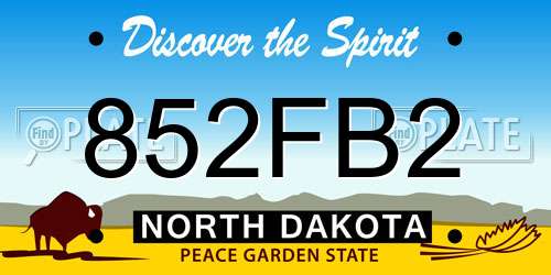 852FB2 North Dakota License Plate
