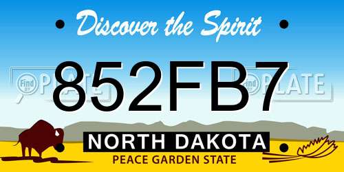 852FB7 North Dakota License Plate
