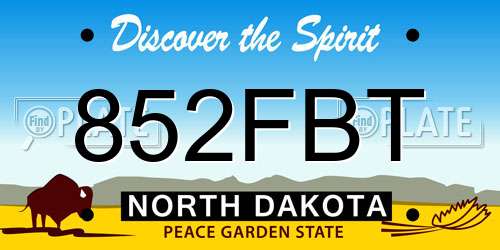 852FBT North Dakota License Plate