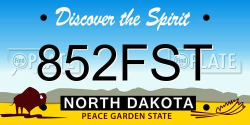 852FST North Dakota License Plate