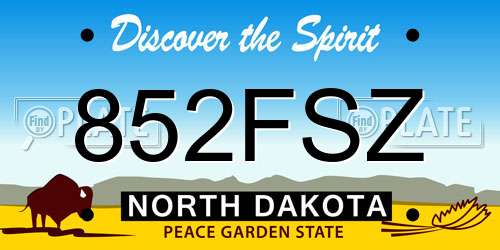 852FSZ North Dakota License Plate