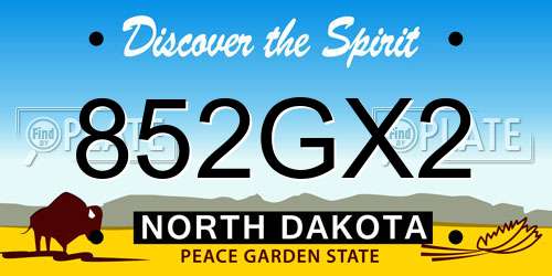 852GX2 North Dakota License Plate