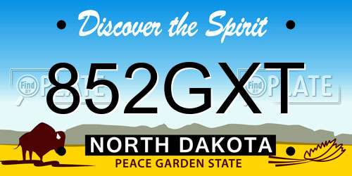 852GXT North Dakota License Plate