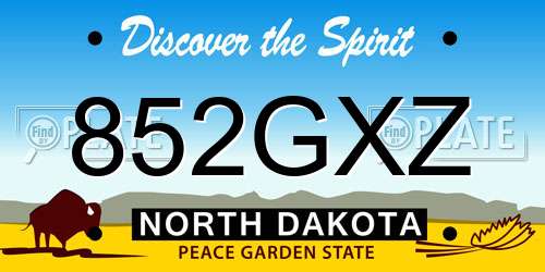 852GXZ North Dakota License Plate