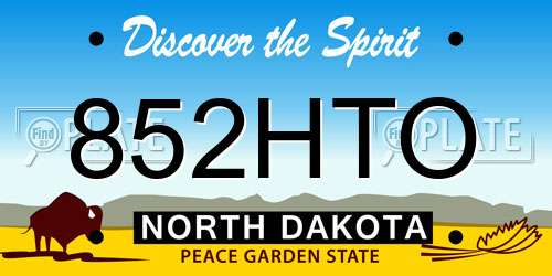 852HTO North Dakota License Plate