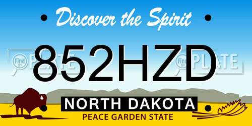 852HZD North Dakota License Plate