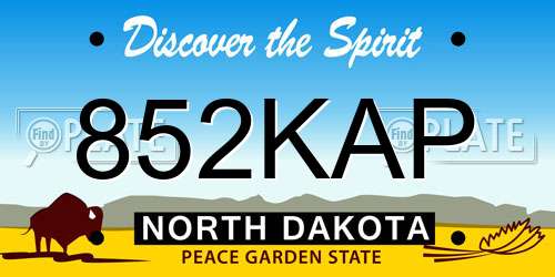 852KAP North Dakota License Plate