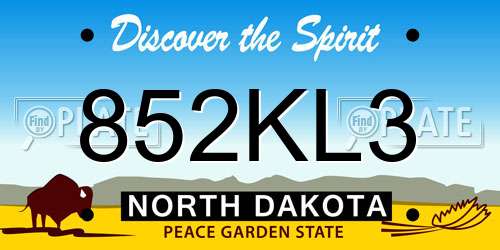 852KL3 North Dakota License Plate