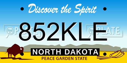 852KLE North Dakota License Plate