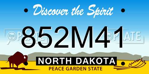 852M41 North Dakota License Plate