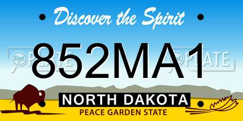 852MA1 North Dakota License Plate