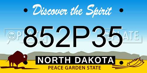 852P35 North Dakota License Plate