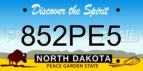 852PE5 North Dakota License Plate