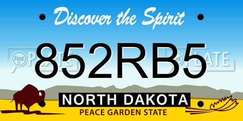 852RB5 North Dakota License Plate