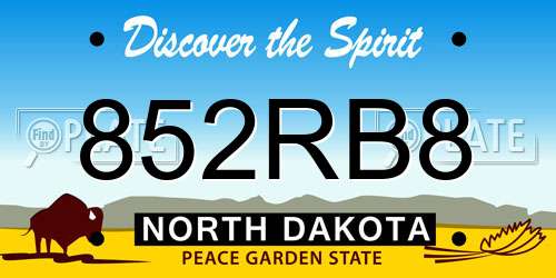 852RB8 North Dakota License Plate
