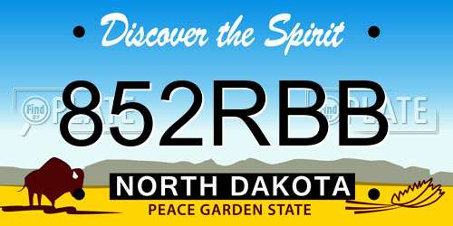 852RBB North Dakota License Plate