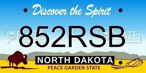 852RSB North Dakota License Plate