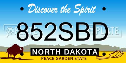 852SBD North Dakota License Plate