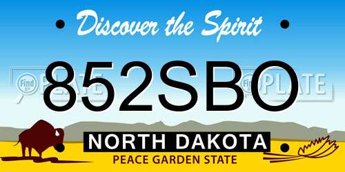 852SBO North Dakota License Plate