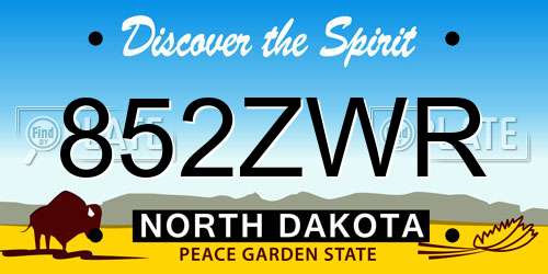 852ZWR North Dakota License Plate