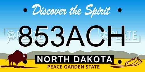 853ACH North Dakota License Plate
