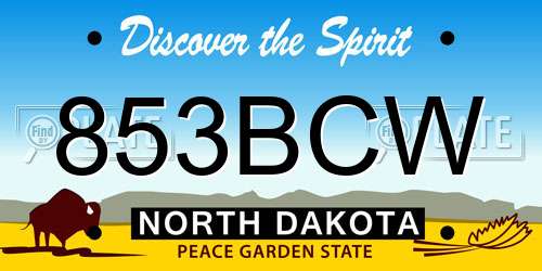 853BCW North Dakota License Plate