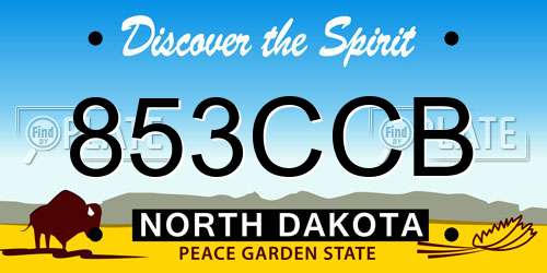 853CCB North Dakota License Plate