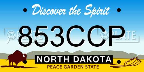 853CCP North Dakota License Plate