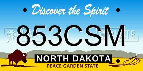 853CSM North Dakota License Plate