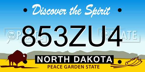 853ZU4 North Dakota License Plate