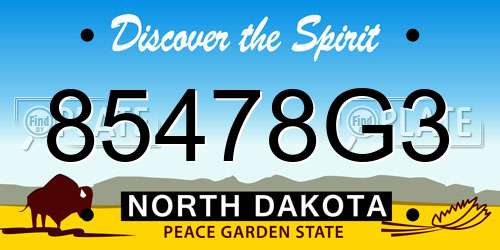 85478G3 North Dakota License Plate