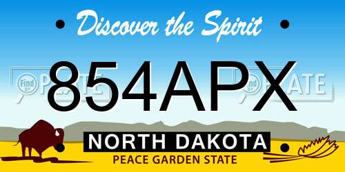 854APX North Dakota License Plate