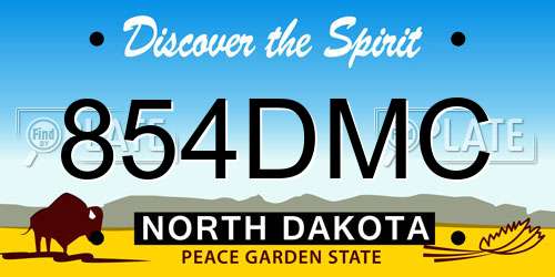 854DMC North Dakota License Plate