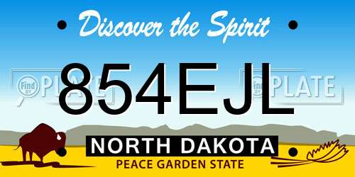 854EJL North Dakota License Plate