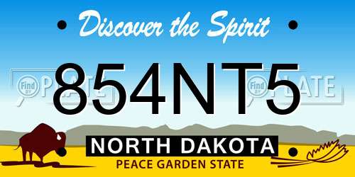 854NT5 North Dakota License Plate