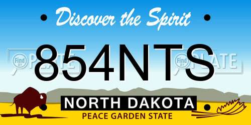 854NTS North Dakota License Plate