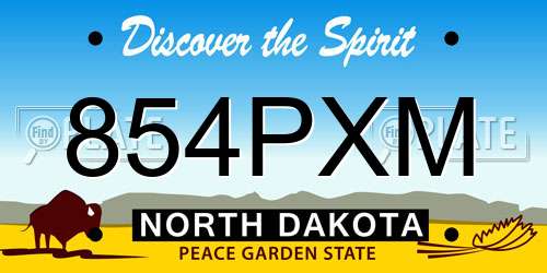 854PXM North Dakota License Plate